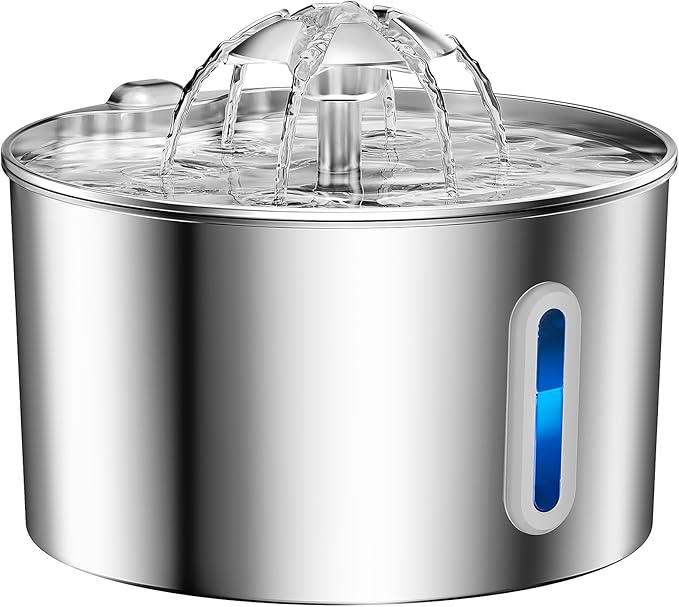 FetchMart Stainless Steel Cat & Dog Water Fountain β 74oz/2.2L | Ultra Silent, 3-Stage Filter