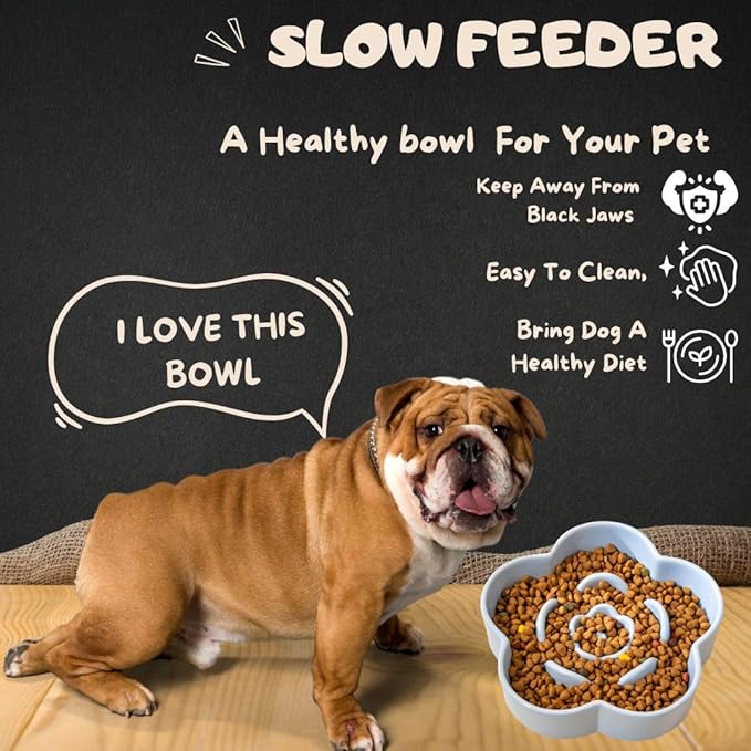 Slow Feeder Dog Bowls Ceramic, Slow Bowl, Slow Eating Healthy Design for Small Medium Size Dogs, Dog Dishes to Slow Down Eating,Anti Gulping (Light Blue, Medium)