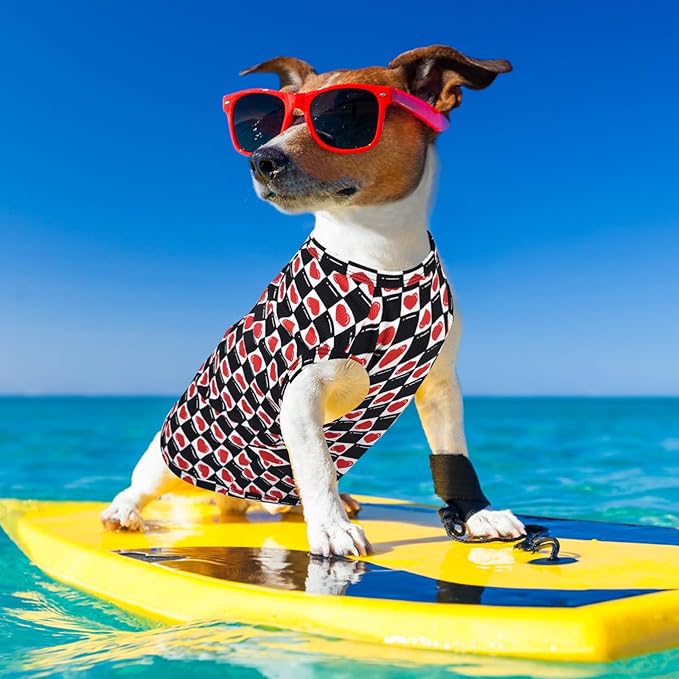 Dog Cooling Vest, Quick Dry Dog Summer Clothes Pet Vest Puppy Shirts, Sleeveless Dogs Cooling T-Shirts for Small Medium Large (Red Heart+Blue Heart, L)