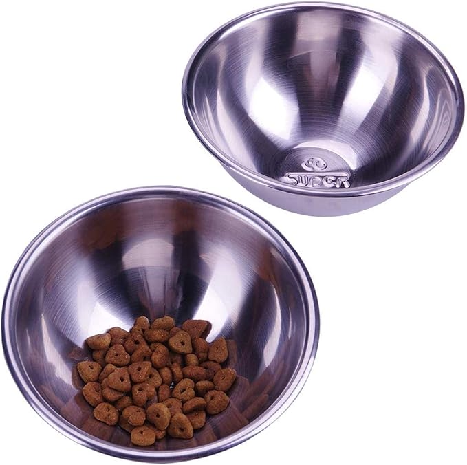 Super Design 2PCS Replacement Stainless Steel Bowls, Match Inner Bowls for Mess Free Slanted Dog Cat Bowl, Tilted Angle Bulldog Bowl Pet Feeder, Easier to Reach Food M