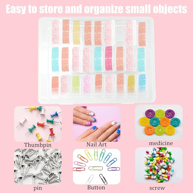 62 PCS Bead Organizer Box Mini Clear Storage Boxes Plastic Bead Storage Boxes for Tiny Mill Hill Beads, Bracelet Making, Small Parts
