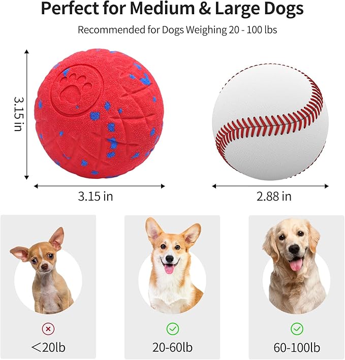 SCHITEC Interactive Dog Toy Ball – Automatic Moving & Bouncing Balls for Large Dogs, Rechargeable Motorized Dog Ball, Stimulating Pet Toy for Active & Bored Medium Large Dogs (Red)