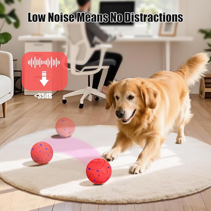 Interactive Dog Ball, Smart Dog Toy for Medium and Large Dogs, Automatic Moving, Rotating & Bouncing, E-TPU Material, IP54 Waterproof, Motion-Activated Dog Stimulation Toy to Keep Them Busy