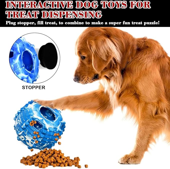 XHX Long-Lasting Interactive Dog Toy to Keep Your Pup Distracted - Safe for Dogs - Low-Mess Design - Dog Toys for XL Dogs 75 lbs and Up(Large, Blue and White)