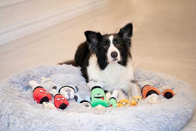 Squeaky Dog Plush Toy, Tools Bite_Stick Collection, 8", for Small and Medium Dogs (Wrench, Small)