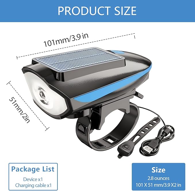 Pet Stroller Light, Solar Powered LED Light for Dog Stroller, Cat Stroller, Wagon – 3 Modes (S/H/F) with Safety Horn, USB Rechargeable, IPX4 Waterproof, Wrap & Hook Strap for Easy Attachment