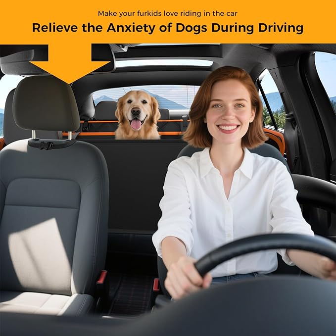 Dog Car Seat Cover for Back Seat,100% Waterproof Scratch Proof Nonslip Seat Cover,600D Heavy Duty Scratch Proof Nonslip Durable Soft Dog Hammock for Car for Cars Trucks and SUVs(Orange