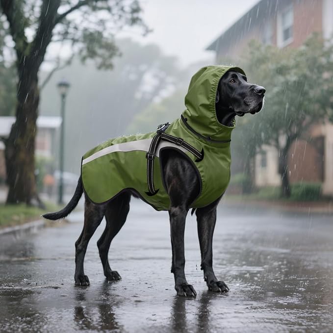 Mosucoirl Dog Raincoat Waterproof Raincoats for Dog Reflective Dogs Rain Jackets with Hood Hoodie Pet Rain Poncho Coat for Small Medium Large Dogs Puppies S-XXL (Green, M)