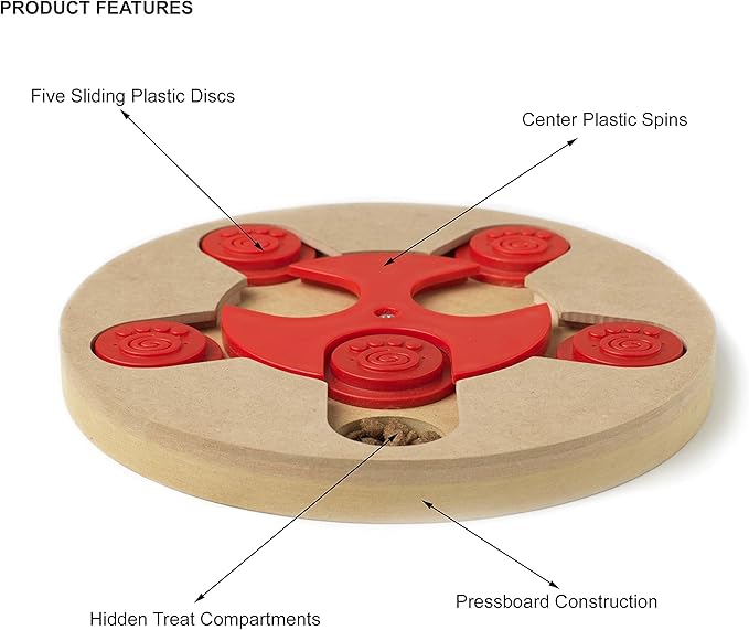 PetRageous 13006 Thinkrageous Interactive Advanced Level Puzzle Piece Dog Toy or Cat Toy Measures 9.84-Inch for Dogs and Cats or Kittens and Ages, Red