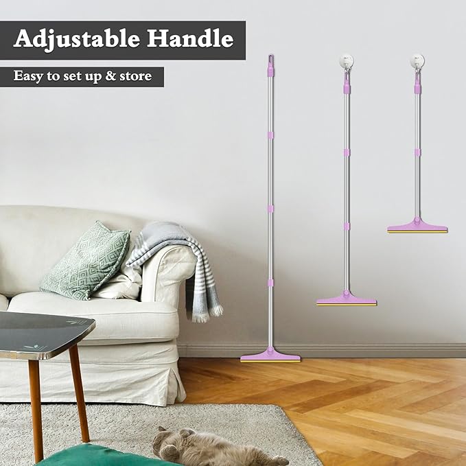 B-Land Carpet Rake for Pet Hair Removal, Reusable Pet Hair Removal Tool Cat Dog Hair Remover with 60” Long Adjustable Handle, Carpet Brush Carpet Scraper Pet Hair Remover Broom (Purple)