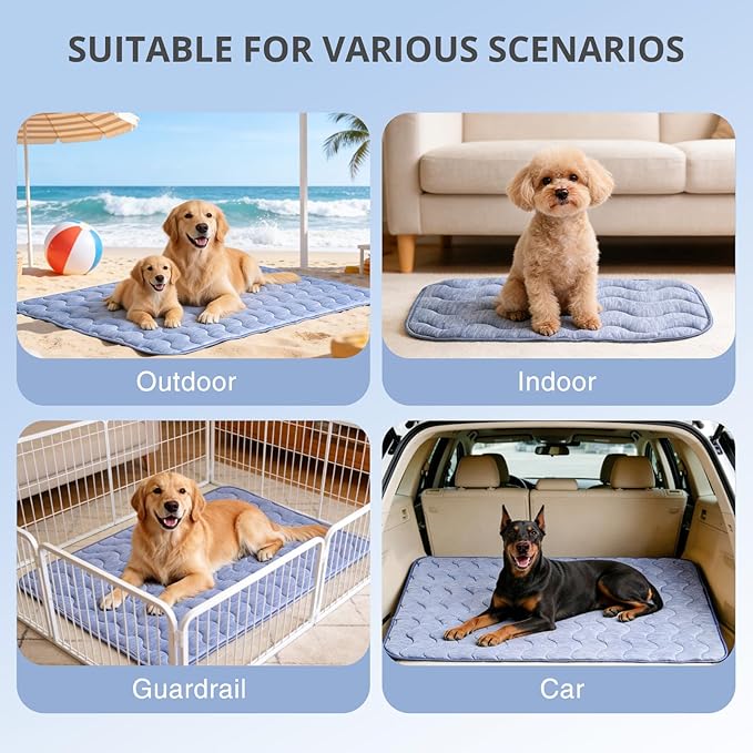 Dog Cooling Mat, Double-Sided Cooling Pet Pad, 39" x 28" Arc-Chill Cool Fiber & Q-MAX>0.45, Soft Breathable Pet Bed for Couch, Crate & Car, Foldable & Washable Summer Pet Blanket - L