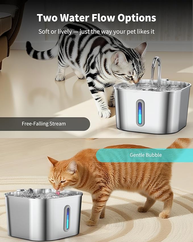 Cat Water Fountain Filters Replacement for 2.2L & 3.2L Square Stainless Steel Fountains & 7L Dog Water Fountains, 12 Carbon Filters & 12 Pre-Filter Sponges (PS06)