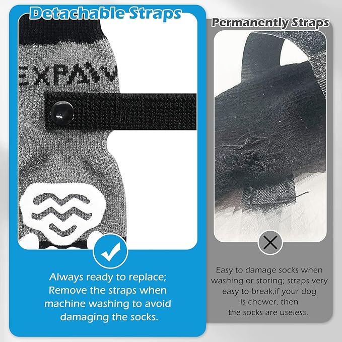 EXPAWLORER 6PCS Anti-Slip Dog Socks to Prevent Licking Paws,Dog Shoes for Hot Pavement,Best Paw Protector Traction Control on Hardwood Floor,Dog Booties for Puppy Small Medium Large Senior Dogs