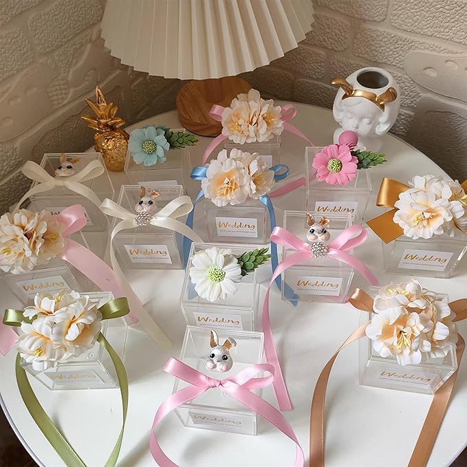 KissYou Acrylic Box Clear Display Boxes with Lids Small Candy Box Transparent Jewelry Storage Contanier Wedding Christmas Gift Boxes