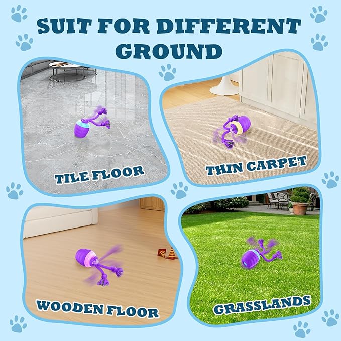 Interactive Dog Toys Ball - New Upgraded Chase Buddy Dog Toy for Small Dogs, Automatic Moving and Rolling Dogs Ball for Boredom, USB Rechargeable(Purple)