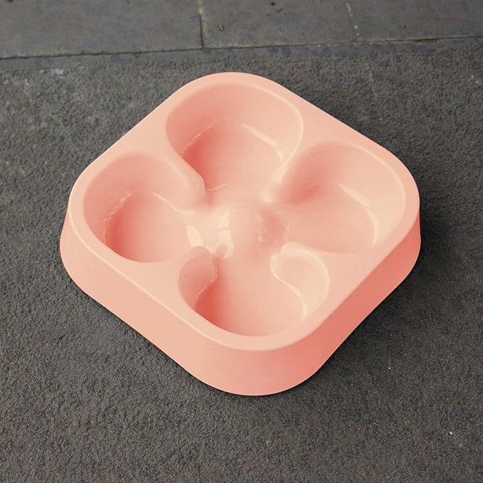 Healthy Slow Feeding Dog Bowl for French Bulldog -Slow Feeder Dog Bowl No Chocking Dog Cat Food Water Bowl with Four-Leaf Clover Pattern (Pink)