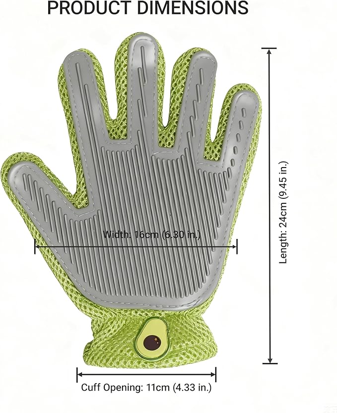 Dog Grooming Glove & Cat Hair Remover - Deshedding Brush for Shedding Control - Gentle Massage Tool for Dogs & Cats with Long and Short Hair - Ideal for Washing and Grooming