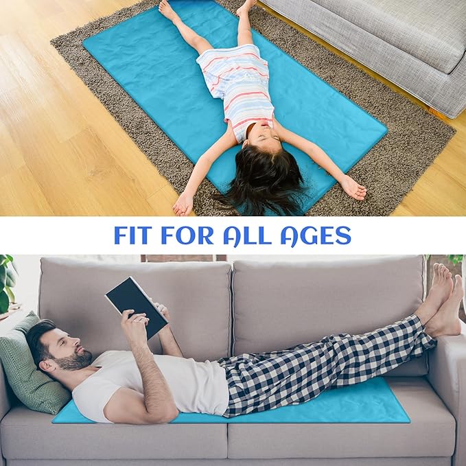 Cooling Pad Mat for Sleep Cooling Mattress Pad Gel for Bed, Relieve Pain, Summer Hot Flashes, Adult, Pets, No Water or Electricity Required(Plain,Light Blue,60 x 20 Inch)