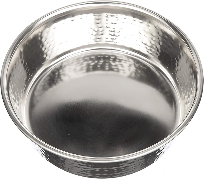 Neater Pet Brands Hammered Decorative Designer Bowls - Luxury Style Premium Dog and Cat Dishes (Large, Stainless)