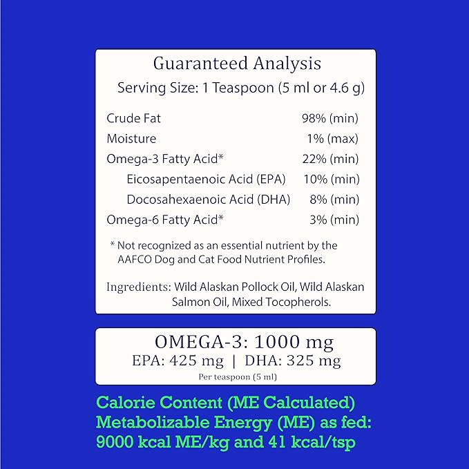 Wild-Caught Alaskan Salmon & Pollock Oil for Dogs โ Omega-3 for Itchy Skin, Shedding, Allergies & Joint Support โ NASC Certified โ 8oz Liquid Food Topper | Club Hachiko