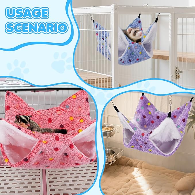3 Pcs Guinea Pig Hammock, Rat Ferret Hamster Hanging Hammock Guinea Pig Accessories for Small Animals Chinchilla Parrot Sugar Glider Ferret Squirrel (11"×11")