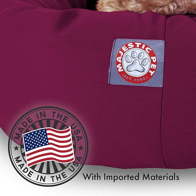 40 inch Burgundy & Sherpa Bagel Dog Bed By Majestic Pet Products