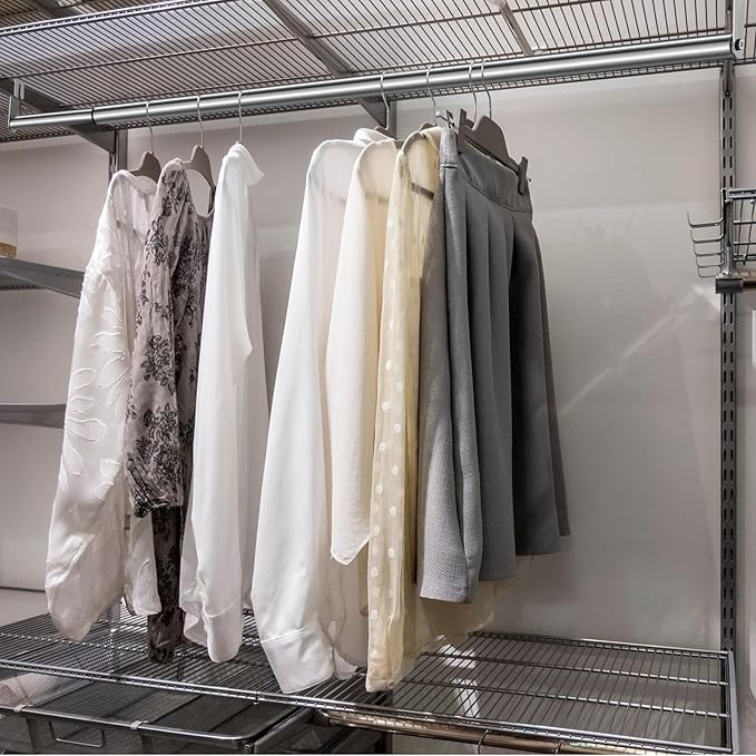 Expandable Closet Rod for Wire Shelf Hanging Clothes Adjustable Heavy Duty Closet Hanging Rod Extender Heavy Duty Hanger Bar Metal Poles for Wardrobes Hanger, 1 Pack(36-60 Inch,Silver)