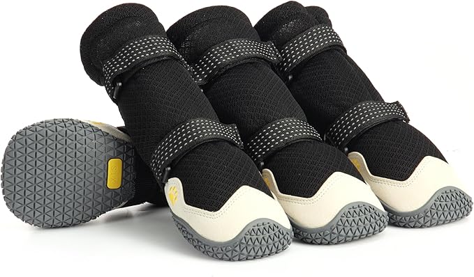 Dog Shoes for Hot Pavement Anti-Slip Dog Boots Waterproof Dog Shoes for Small to Large Dogs with Reflective Straps Pet Dog Boots for Hiking.4Pcs Soft Breathable Paw Protectors for Dogs