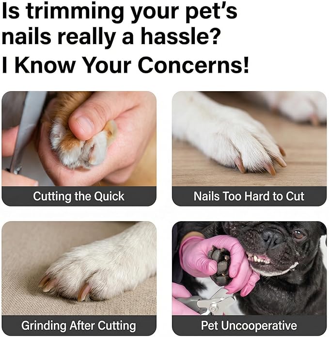 Silent Groom pro Nail Grinder, 2026 New Nail Grinder with 3 Adjustable Speeds & Led Light, Painless Paws Grooming for Small Medium Large Dogs & Cats (1+2*Replacement Head)