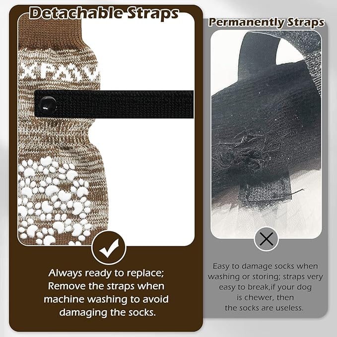 EXPAWLORER 6PCS Anti-Slip Dog Socks to Prevent Licking Paws,Dog Shoes for Hot Pavement,Best Paw Protector Traction Control on Hardwood Floor,Dog Booties for Puppy Small Medium Large Senior Dogs
