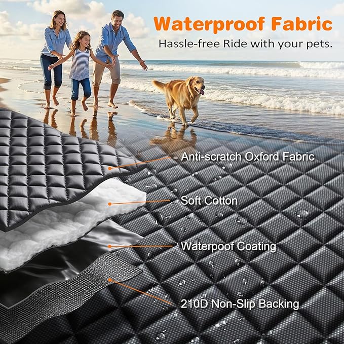 URPOWER 4 in 1 Dog Car Seat Cover for Back Seat, Waterproof Dog Hammock with Mesh Window and Side Flap Pet Car Seat Protector Dogs Backseat Cover for Cars, SUVs & Mid-Size Trucks