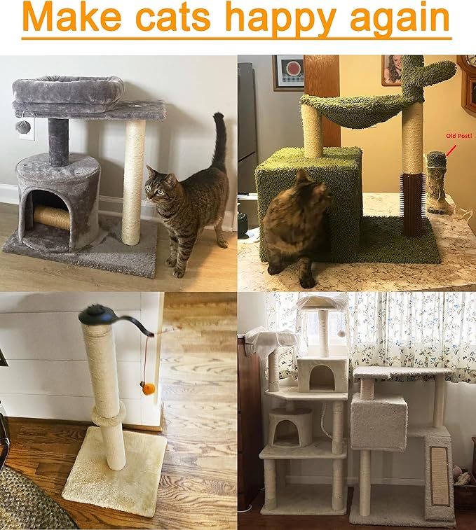 4 Pcs 2.9in 7.4cm Diameter Cat Tree Scratching Post Replacement Sisal Pole (M8, 11.8in/30cm)