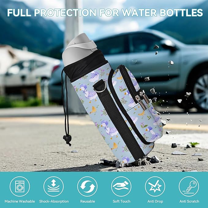 AUPET Water Bottle Sling Bag Sleeve Holder Carrier 25/32/40/64 oz,Insulated Crossbody Water Bottle Case Cover with Strap and Pockets for Men/Women Walking Hiking