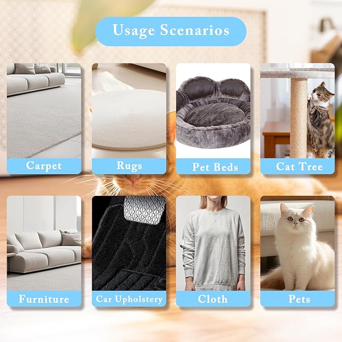 Pet Hair Removal Tool, Cat Fur Remover for Furniture Couch, Dog Carpet Scraper for Car Detailing, 2 in 1 Double-Side Brush for Cat Grooming & Cleaning