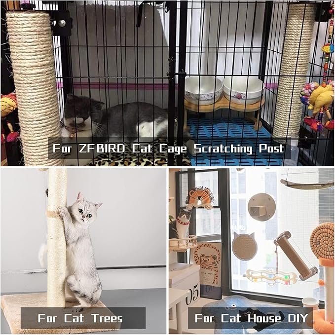 Cat Scratching Post Replacement 2 Pack Cat Tree Refill Pole with M8 Screw Sisal Scratch Post Replacement Parts and Extension Post