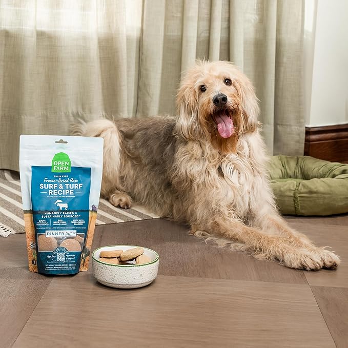 Open Farm, Freeze Dried Raw Puppy Food, Patties with 95% Meat, Organs & Bone, Complete Meal or Freeze Dried Dog Food Mixer, Chicken & Salmon Puppy Recipe, 10.5oz Bag