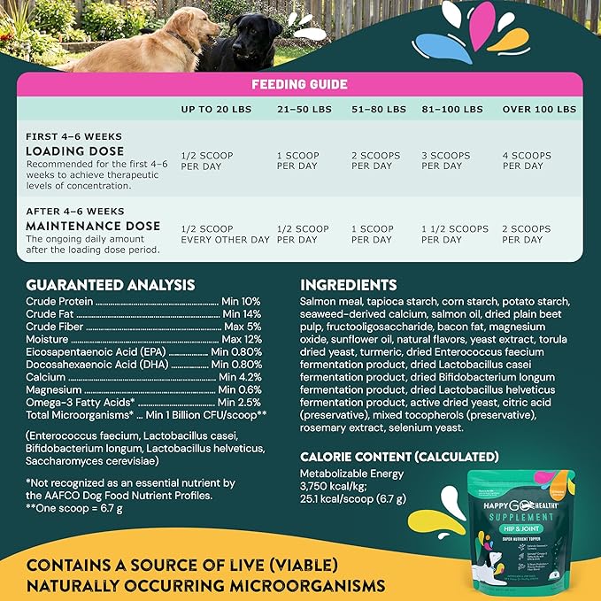 Hip & Joint Supplements for Dogs | Probiotic & Prebiotic Benefits with Wild Salmon Omega 3s to Help Your Dog Reach New Heights | All Breeds and Sizes | 120 Count