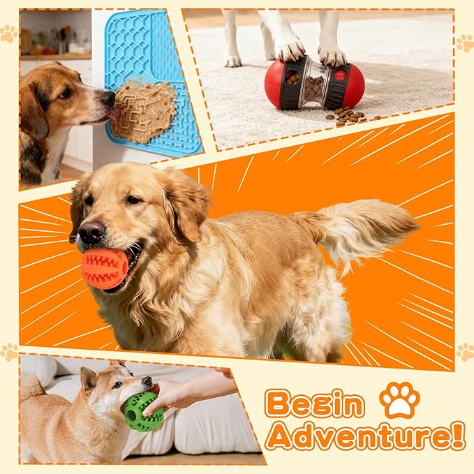 9-in-1 Interactive Dog Toys Set: Mental Stimulation Puzzle, Treat Dispenser Ball & Chew Toys,Lick Mat – Boredom Buster Combo to Keep Small, Medium Dogs Busy & Engaged