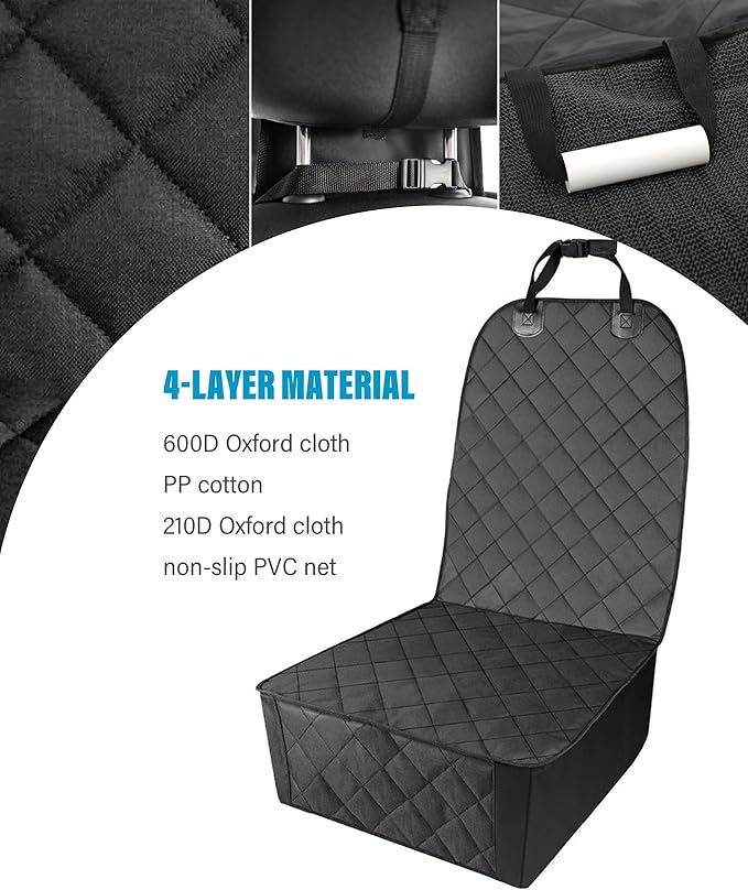 YAKEFLY Dog Car Seat Cover, Waterproof, Nonslip Scratch-Proof, Dog Car Seat Cover with Safety Belt Fits Most Cars, Suvs(Front Seat)