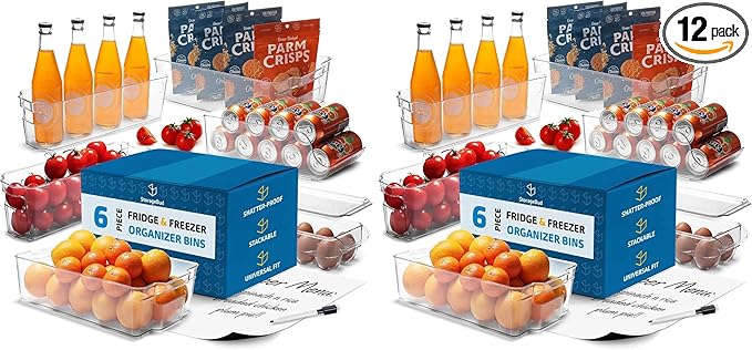 STORAGEBUD Fridge Organizer - 6 Pieces refrigerator organizer bins - Pantry Organization and Storage for Fridge & Refrigerator- BPA Free Freezer Organizer Bins (Pack of 2)