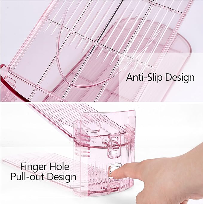 Yes!Fresh Shoe Slot Organizer, Boutique Display Style Shoe Stacker for A Pair of Shoes, Separable Shoe Rack for Closet Organization, 3 Adjustable Narrow Shoe Rack (Pink, 20 Pack)