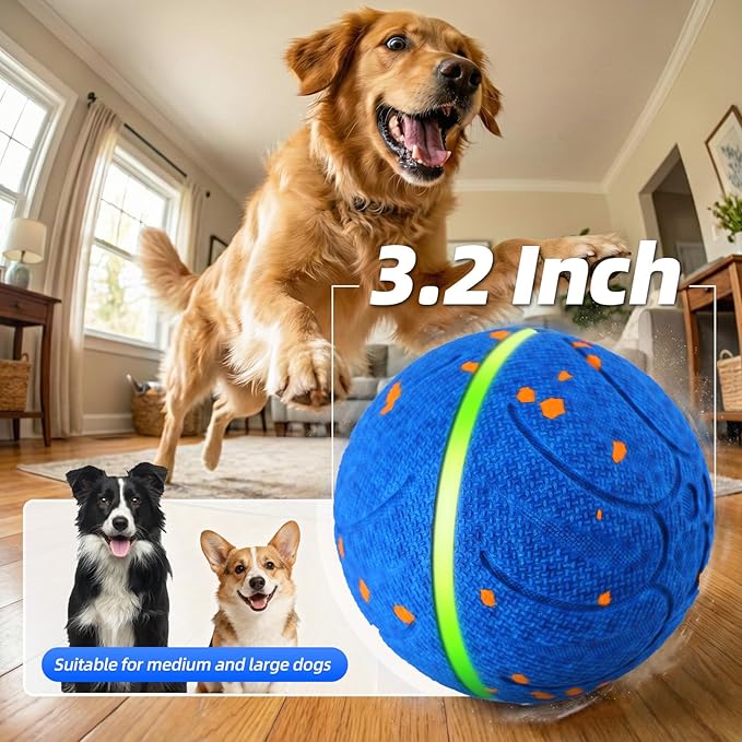 Smart Interactive Dog Toys Balls: 3.5 Inch Automatic Moving Balls for Dogs, 3-Modes with Colorful Lights , Durable E-TPU Material, Active Self Rolling, Bouncing, and Rotating Dog Toy to Keep Them Busy