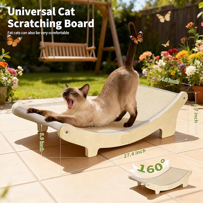 HOTEAGLE Sisal Cat Scratcher Pad Indoor -Natural Cat Hammock for Scratching and Lounging, Durable Wooden Cat Bed Ideal for Large/Small Cats(Extra Large)