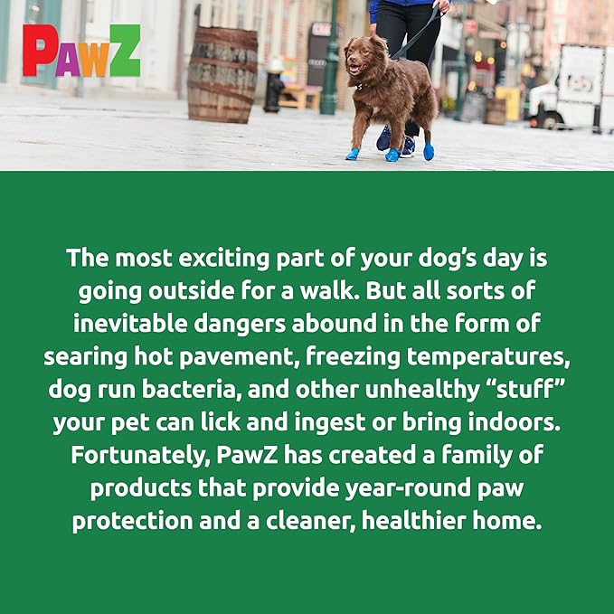 PawZ Rubber Dog Boots for Tiny Paws - All-Weather Waterproof Dog Shoes, Anti-Slip Traction for Rain, Snow, Mud & Hot Pavement - Pull-On Dog Booties, Green - Tiny (0.5" - 1") - Pack of 24