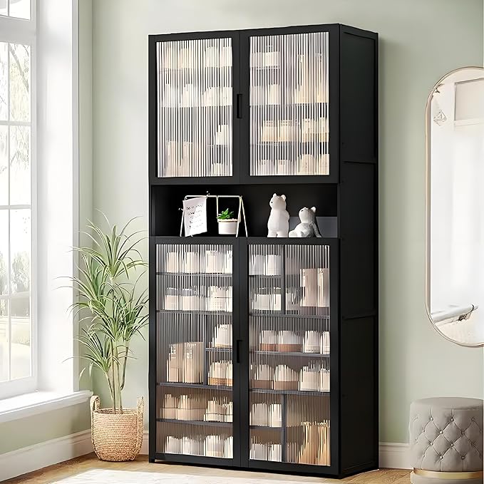 Tall Shoe Cabinet with Acrylic Doors, 11-Tier Large Capacity Bamboo Shoe Cabinet, 40-45 Pairs Freestanding Shoe Rack & Shoe Organizer for Closet Entrance, Hallway, Living Room, Bedroom
