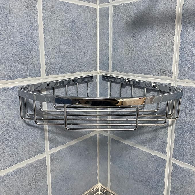 Classic Shower Corner Basket For Bathroom Shampoo Soap Holder Brass Material Polished Chrome