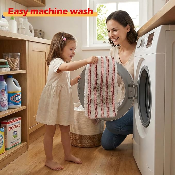 Microfiber Dust Mop for Floor Cleaning with 5 Reusable 16*9 inch Mop Pads, Wet and Dry Mop, Captures Pet Hair and Dust, Suitable for Vinyl, Wood, Tile, Laminate Flooring