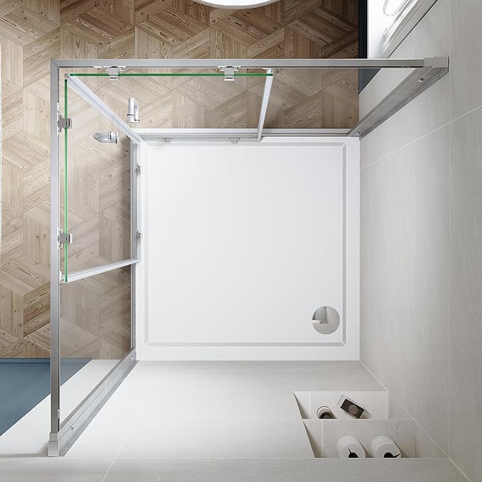 SUNNY SHOWER Corner Shower Enclosure - 1/4 in. Clear Glass Sliding Shower Doors, Framed Shower Enclosure - 36 in. X 36 in. X 72 in., Brushed Nickel Finish - Base Not Included