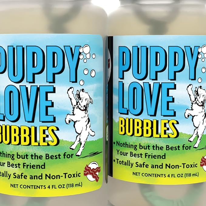 Puppy Love Bubbles, Bacon Scented Bubbles 4oz. Bottle-2 Pack in Bacon Flavor for Dogs