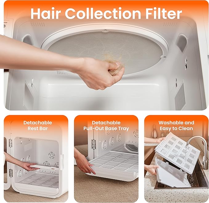 JirPet Pet Dryer Box, Pet Hair Dryer with Smart Chip Safety, 75L Dog Dryer Box with Quiet 40dB Drying, Auto Temp & Humidity Control, Strong Airflow for Long Hair Dogs & Cats, Professional Pet Dryer